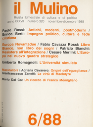 Copertina del fascicolo dell'articolo Resistere al''integrazione: l'Italia di fronte al 1992